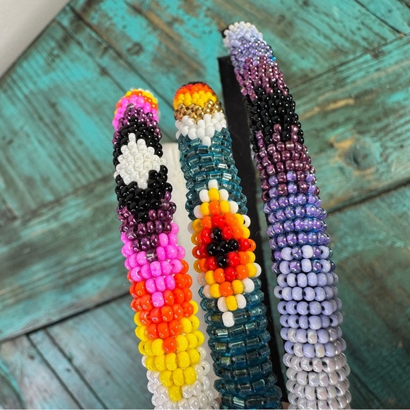 3 Girls Beaded Headbands First Nations Native American - Picture 4 of 8